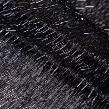 Сетка с пайетками и стеклярусом 050-19865 черный