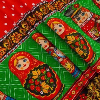 Рогожка 048-13896 красный принтованный