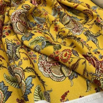 Вискоза 009-11698 шафрановый принтованный