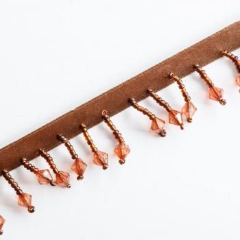 Бахрома 30 мм со стеклярусом PA0240-037 медно-коричневый