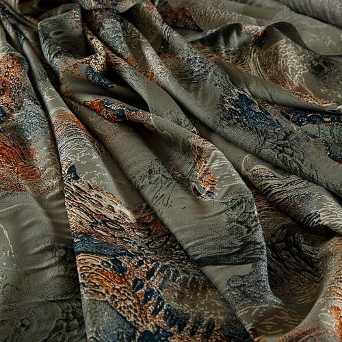 Штапель 069-17857 оливково-серый принтованный