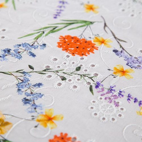 Хлопок с вышивкой 067-20129 белый принтованный