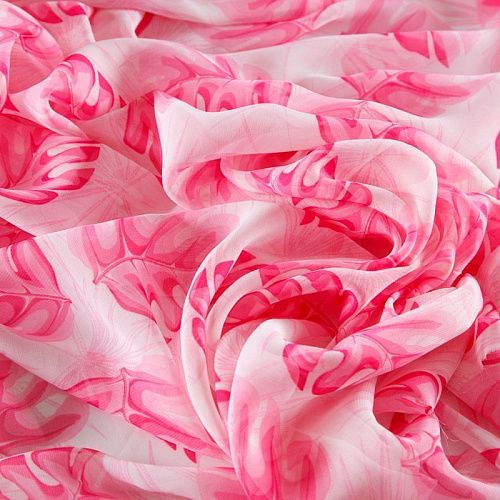 Шифон 068-13081 розовый принтованный