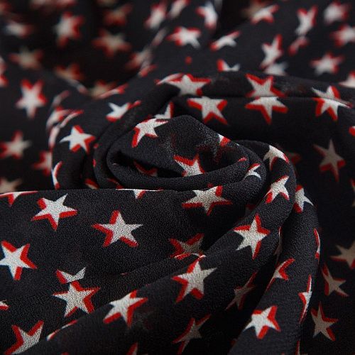 Креп-шифон 027-16217 черный принтованный