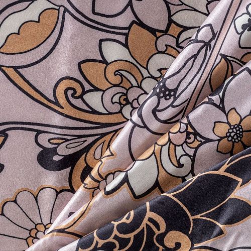 Шелк-батист натуральный К18-026 жемчужно-розовый принтованный