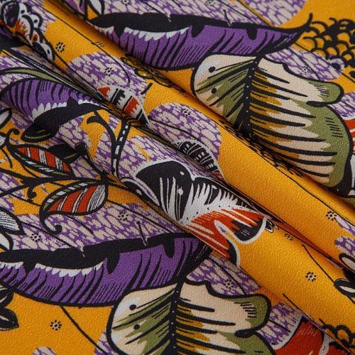 Вискоза 009-16223 шафрановый принтованный