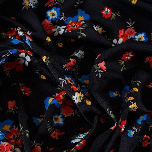 Трикотаж 056-12501 черный принтованный