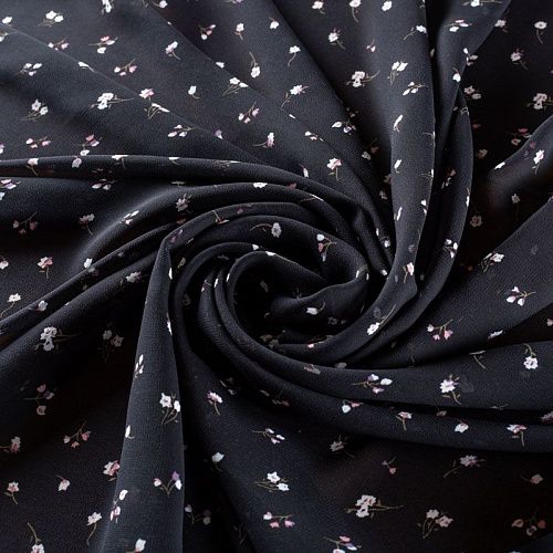 Креп-шифон 027-01447 черный принтованный