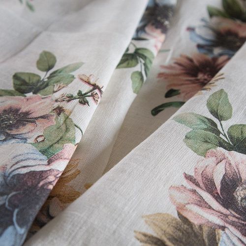 Лен натуральный 035-14443 молочный принтованный