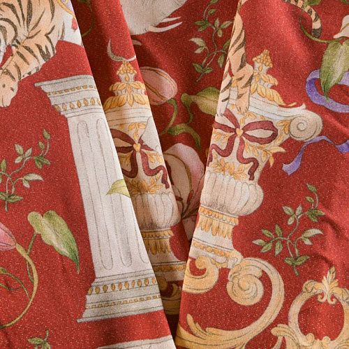 Вискоза с люрексом 009-12100 красно-терракотовый принтованный