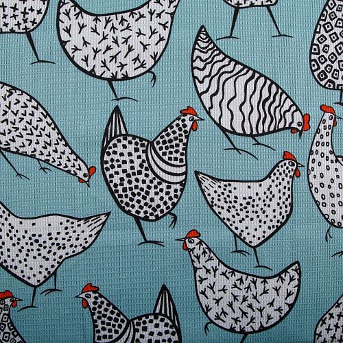 Полотно вафельное 007-15293 пыльно-бирюзовый принтованный