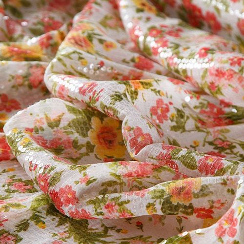 Креп-шифон с пайетками Zimmermann 027-16506 белый принтованный