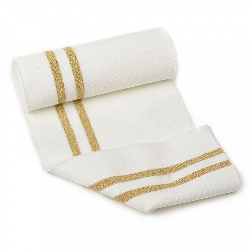 Подвяз трикотажный TBY 13х100 см с золотыми полосами MP02.5 молочный