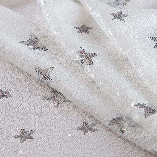 Пайетки на сетке 055-16577 белый/серебро