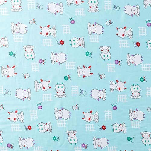 Штапель 069-08255 ментоловый принтованный