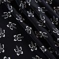 Крепдешин шелковый 028-12507 черный принтованный