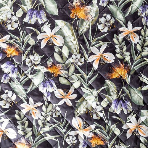 Ткань курточная 033-01987 черный принтованный