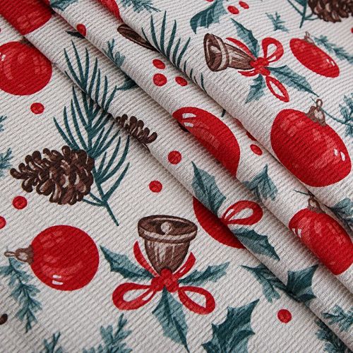 Полотно вафельное 007-15305 молочный принтованный