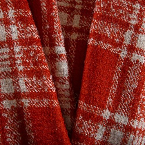 Шерсть-букле пальтовая Gucci 066-19077 кирпично-белый клетка