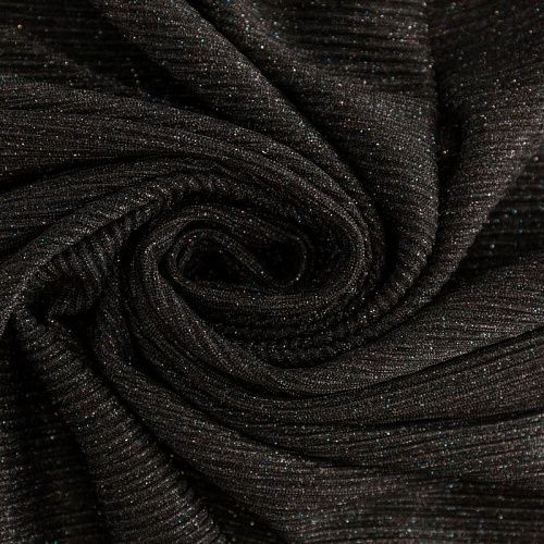 Трикотаж гофре с люрексом К33-521 черный