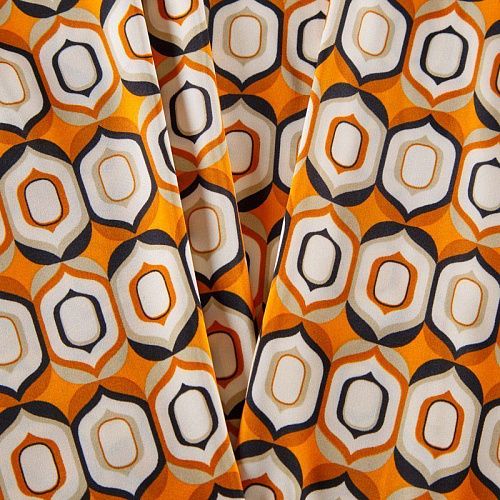 Шелк синтетический 065-13789 апельсиновый принтованный