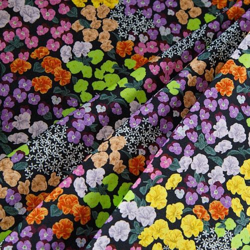 Коттон стрейч 063-12087 черный мультиколор