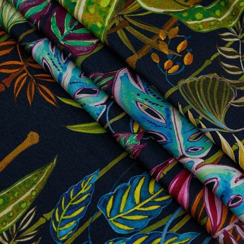 Трикотаж 056-14787 черный принтованный