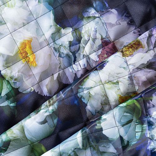 Ткань курточная 033-01989 темно-синий принтованный