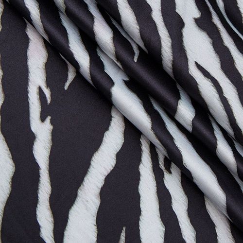 Шелк синтетический 065-13921 молочно-черный принтованный