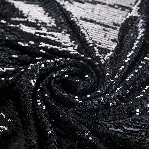 Пайетки на сетке 055-05790 черный однотонный