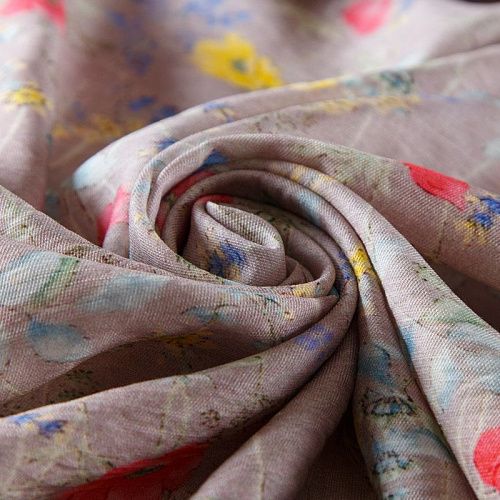 Штапель 069-13791 серо-розовый принтованный