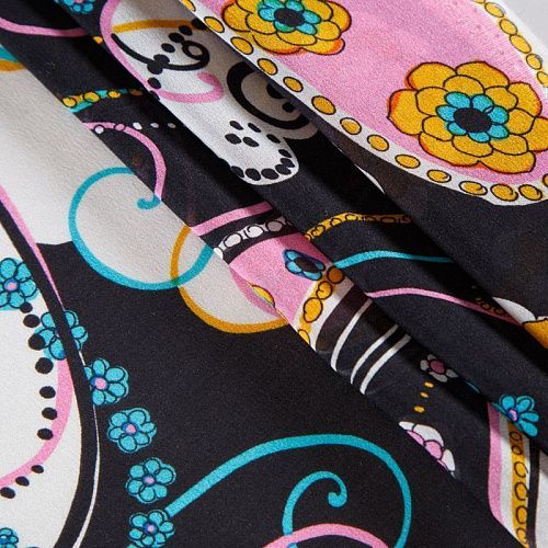 Шелк натуральный 064-12345 черный принтованный