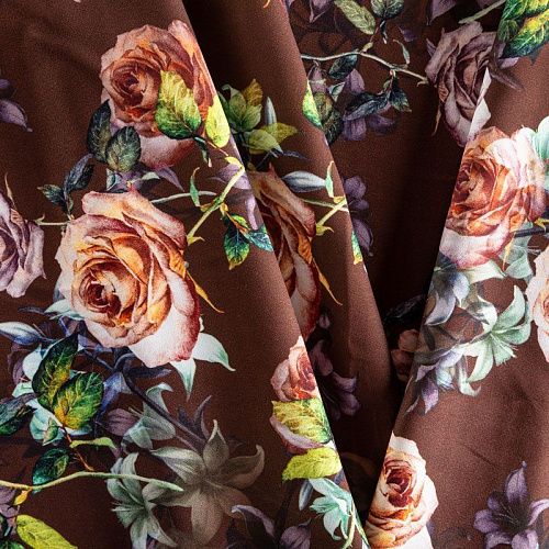 Креп 026-03080 шоколадный принтованный