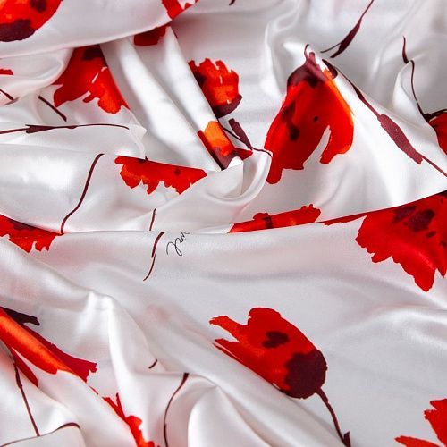 Шелк натуральный стрейч Blumarine 064-20071 молочный принтованный