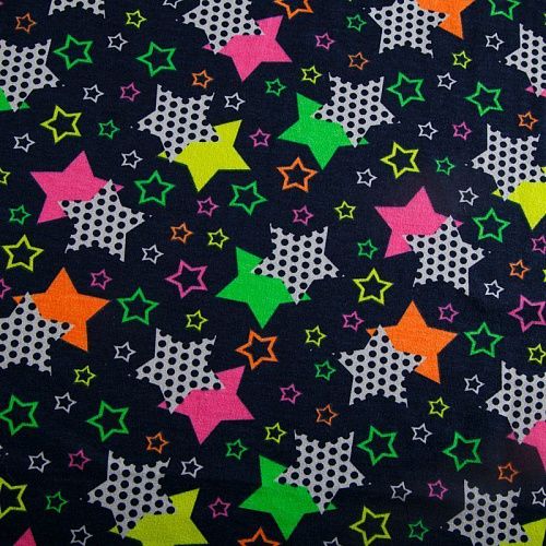 Трикотаж 056-14506 темно-синий принтованный