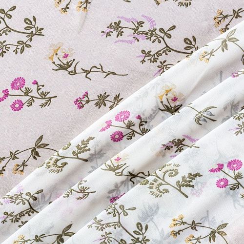 Креп-шифон 027-01278 белый принтованный