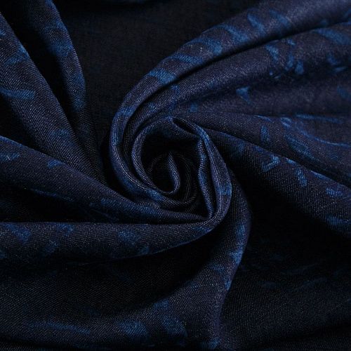 Лен натуральный 035-12097 синий джинс принтованный