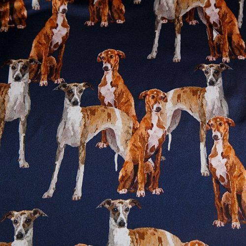 Шелк натуральный 064-14725 темно-синий принтованный