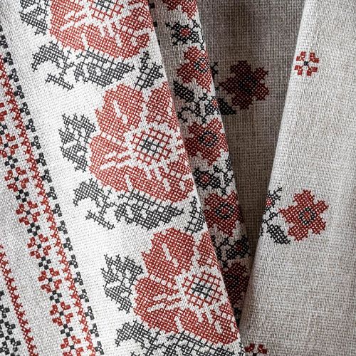 Рогожка К10-019 серый меланж принтованный