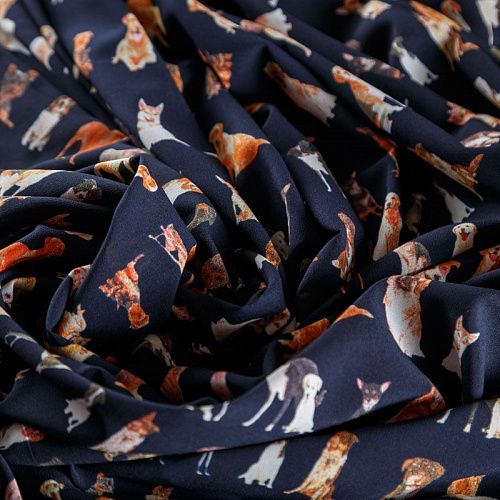 Вискоза "Лоренцо" 036-02643 темно-синий принтованный