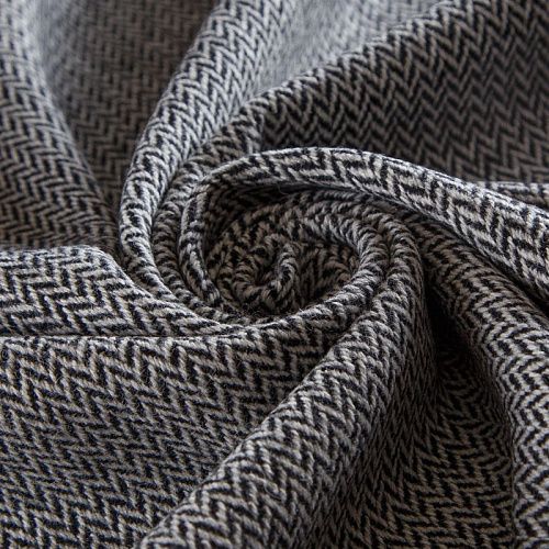 Ткань пальтовая 040-14404 черно-молочная елочка