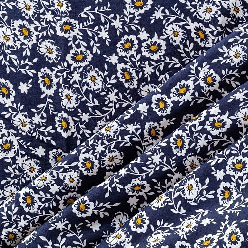 Штапель 069-01511 чернильно-синий принтованный