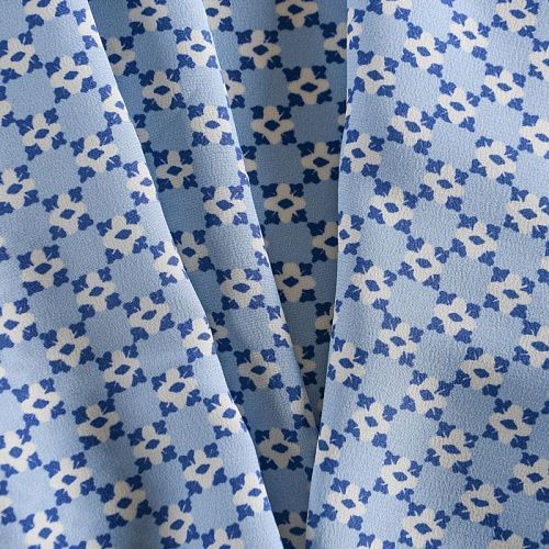 Крепдешин натуральный 028-12192 светло-голубой принтованный