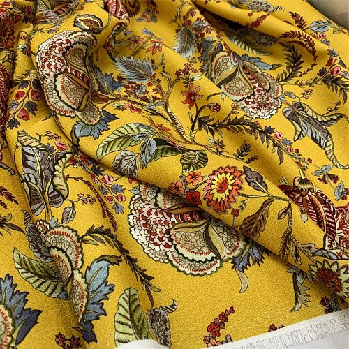 Вискоза 009-11698 шафрановый принтованный