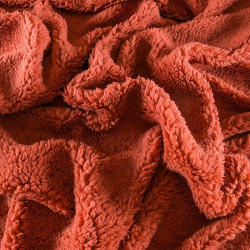 Мех искусственный 037-11889 темно-коралловый однотонный