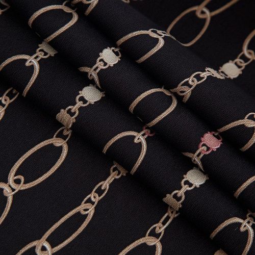 Креп-шифон вискозный 027-16408 черный принтованный