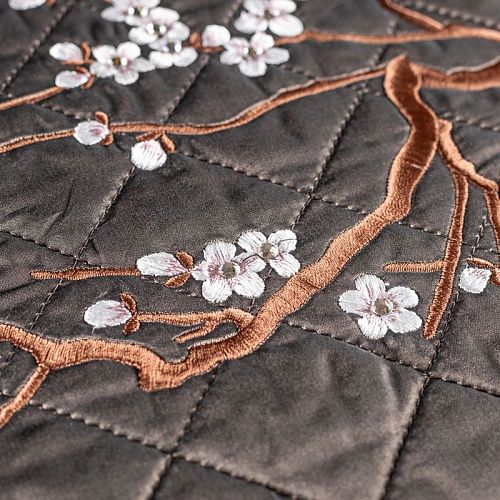 Ткань курточная с вышивкой К20-319 темно-коричневый