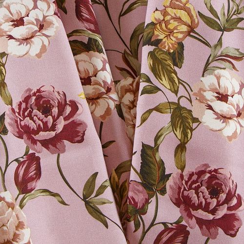 Штапель 069-12200 пудрово-розовый принтованный