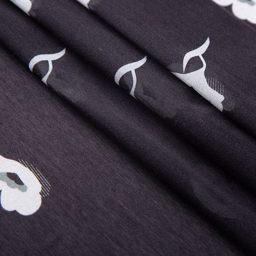 Шелк-батист 064-20100 черный принтованный