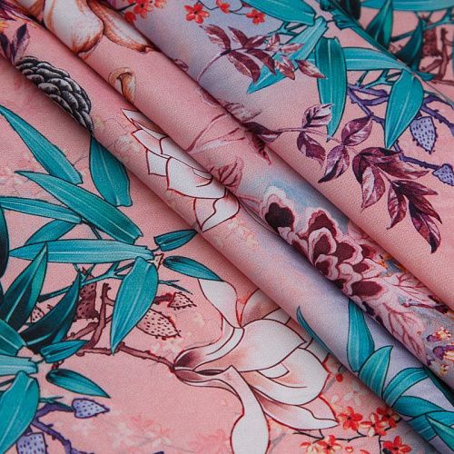 Вискоза "Лоренцо" стрейч 036-17683 розовый принтованный